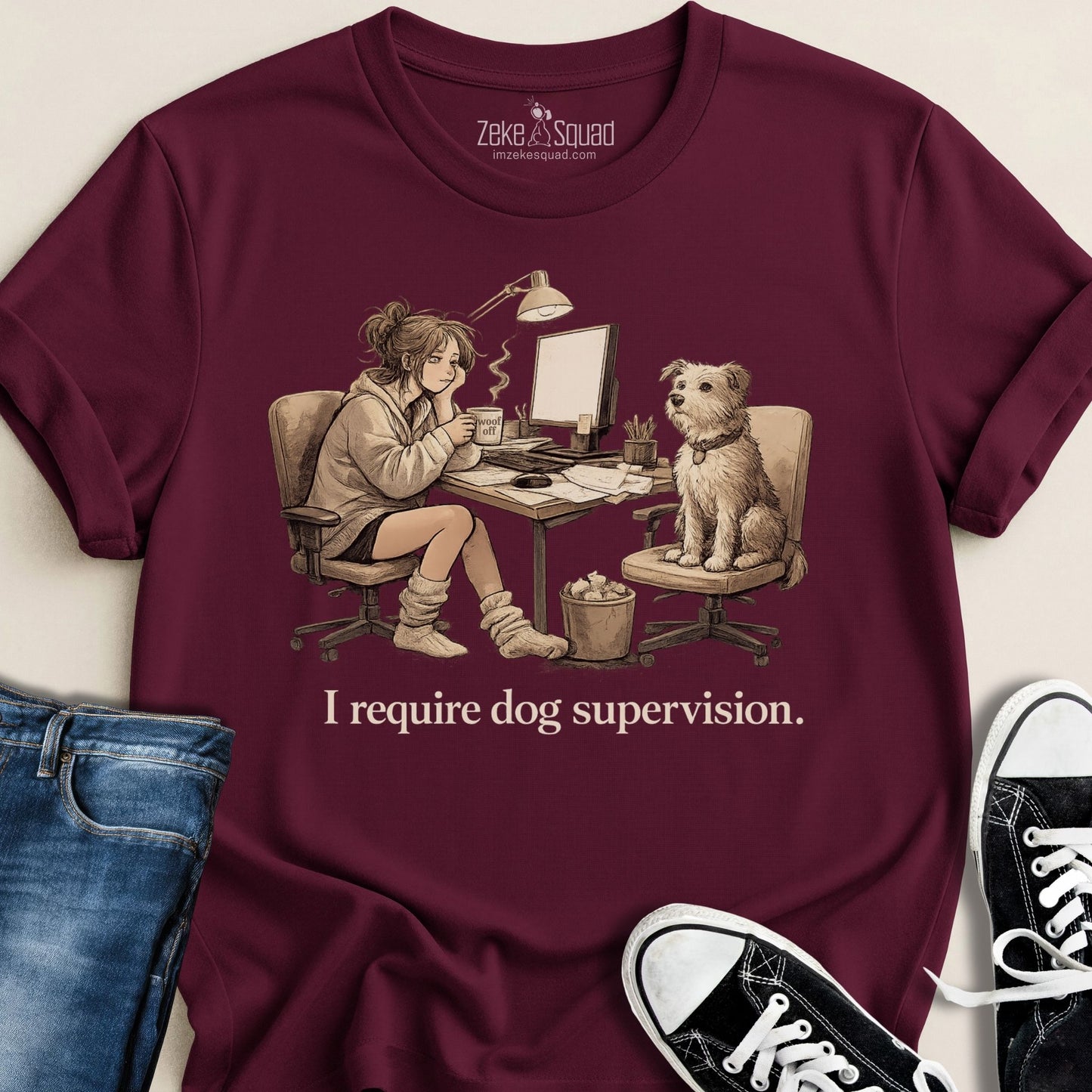 I Require Dog Supervision T-shirt - Zeke Squad