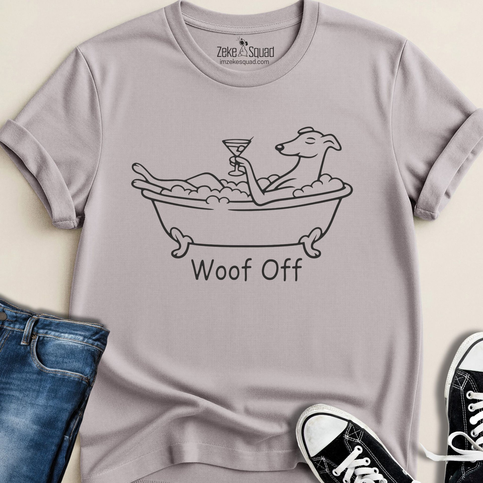 Bubbles. Martini. Woof Off. T-shirt - Zeke Squad