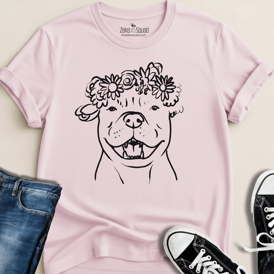 Floral Crown Pittie T-shirt