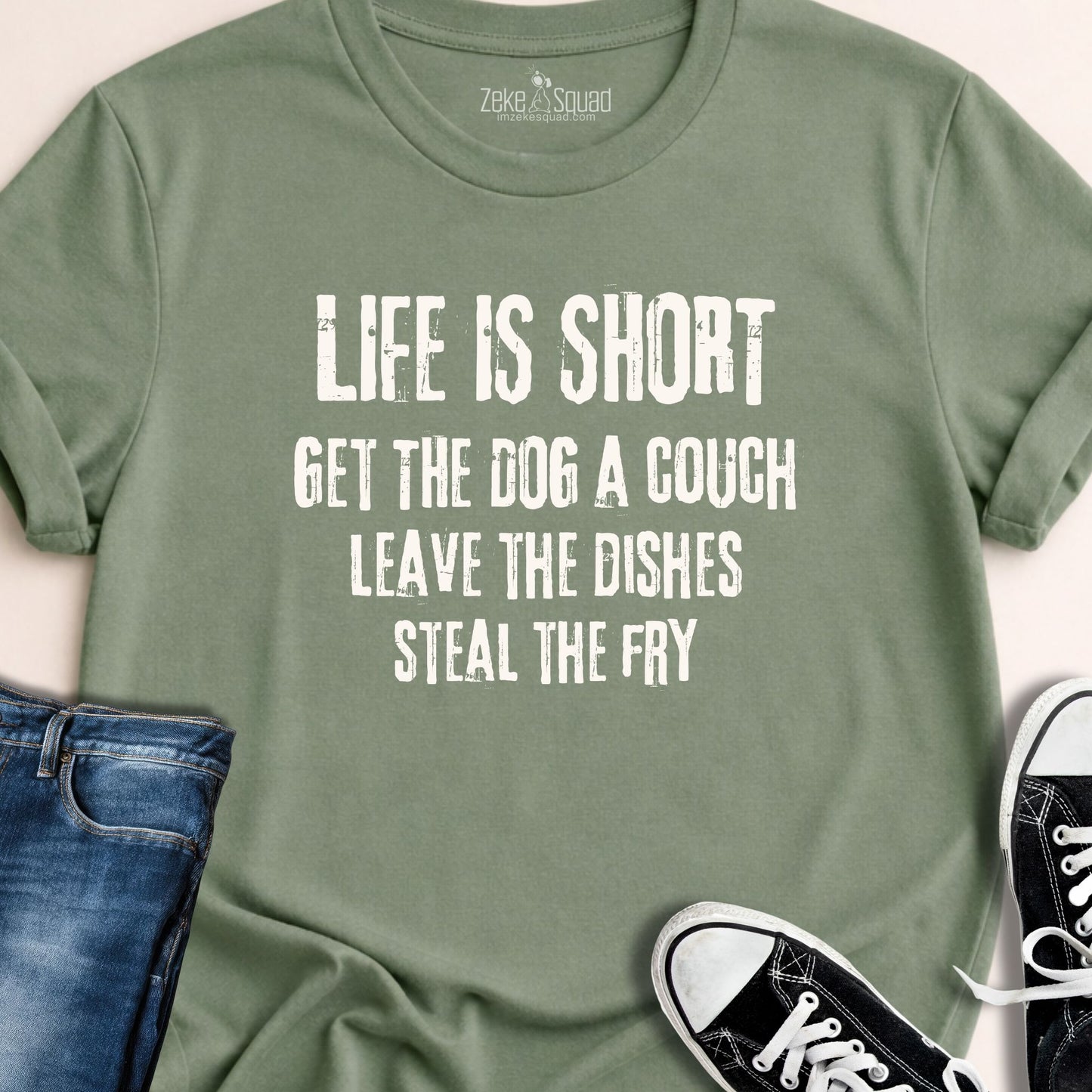Get the Dog a Couch T-shirt - Zeke Squad