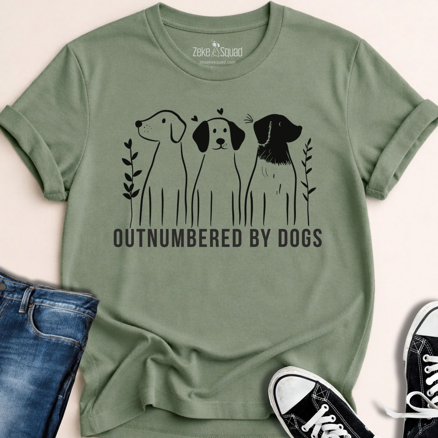 Outnumbered By Dogs T-shirt - Zeke Squad