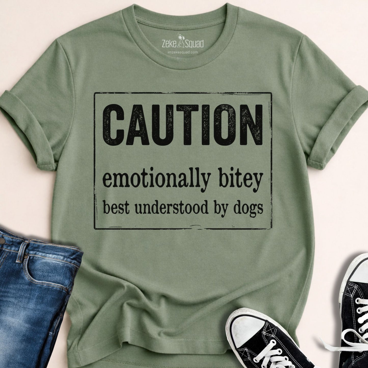 Caution: Emotionally Bitey T-shirt - Zeke Squad