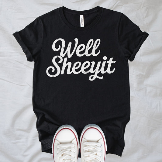 Unisex Zeke Squad T-shirt with the phrase “Sheeyit,” a funny expression for life’s daily frustrations.
