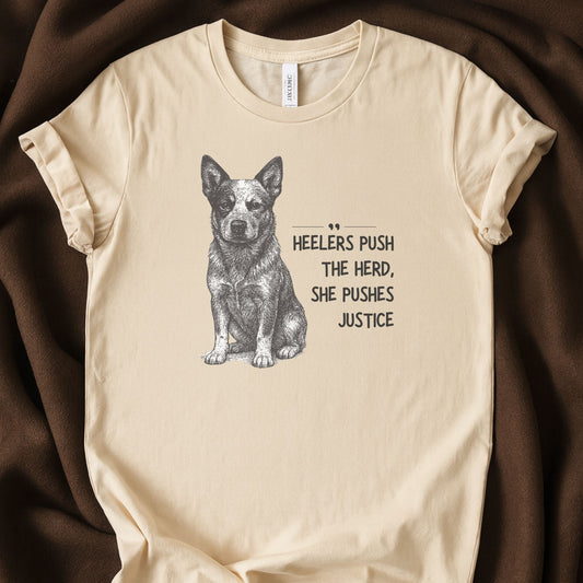 Heelers Push the Herd, She Pushes Justice | Unisex Graphic T-shirt - Zeke Squad