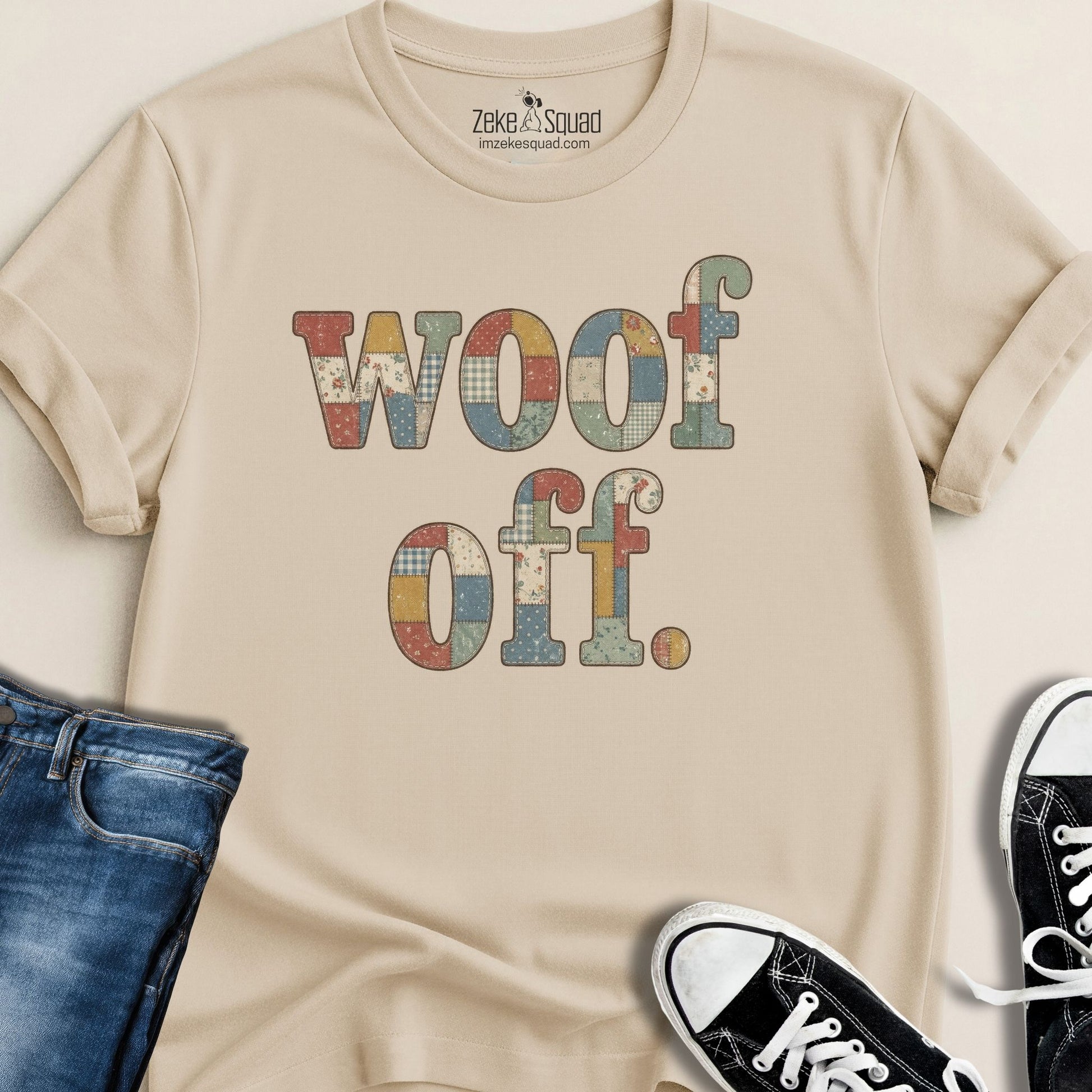 Patchwork - inspired Woof Off T-shirt - Zeke Squad