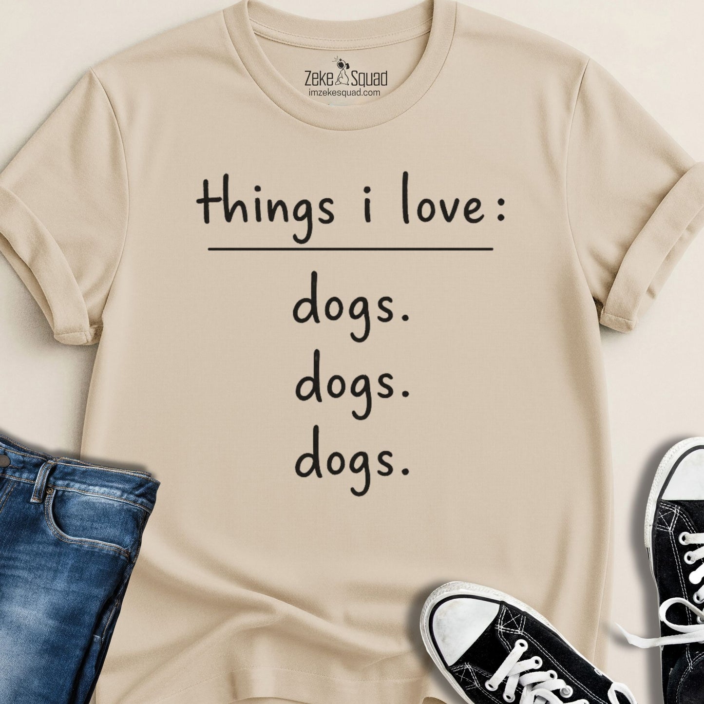 Things I Love: Dogs Graphic T-shirt - Zeke Squad
