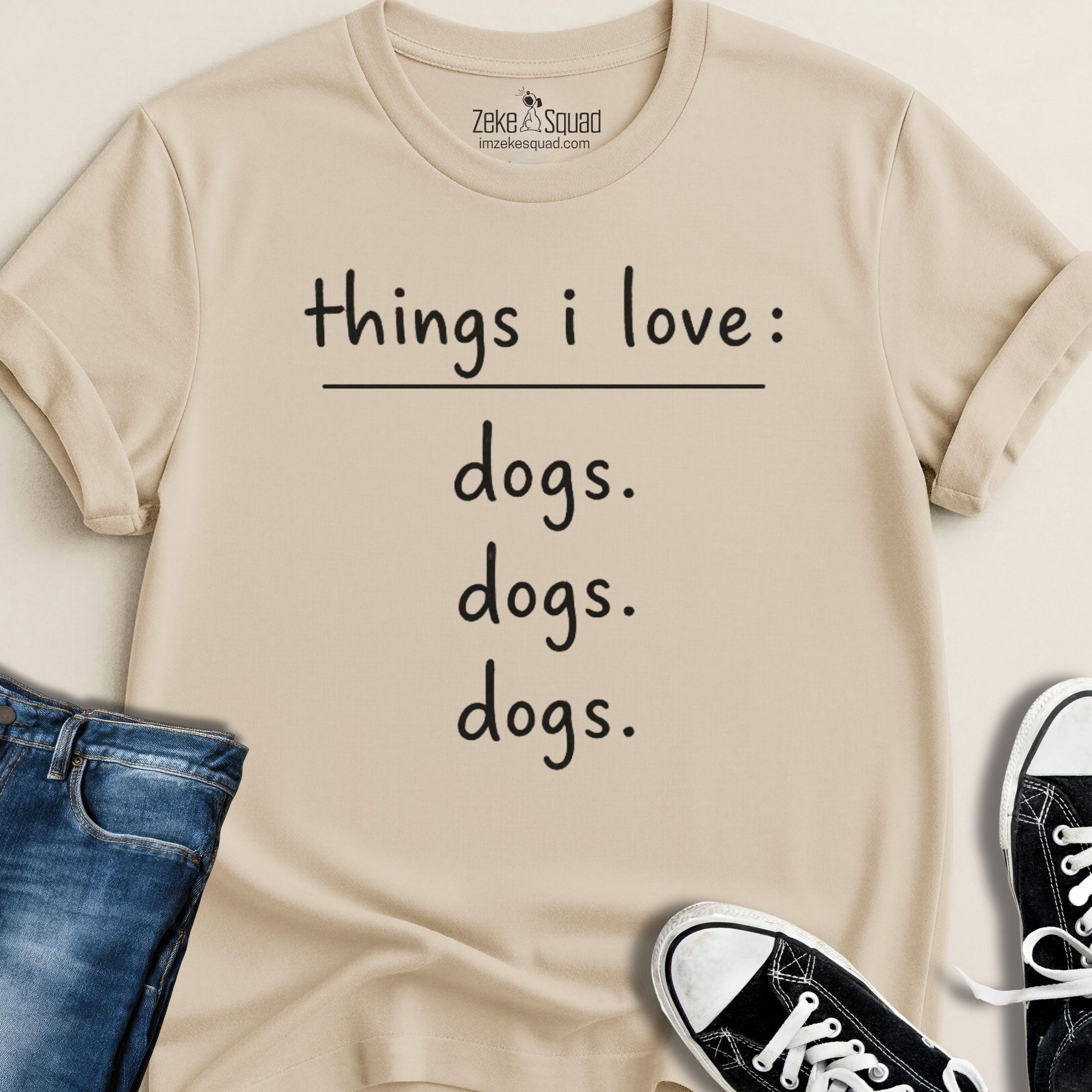 Things I Love: Dogs Graphic T-shirt - Zeke Squad