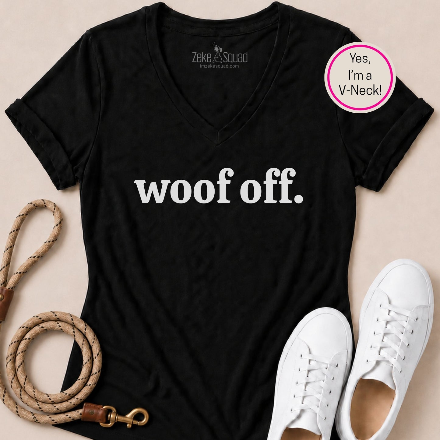 Woof Off Women's V-Neck T-Shirt