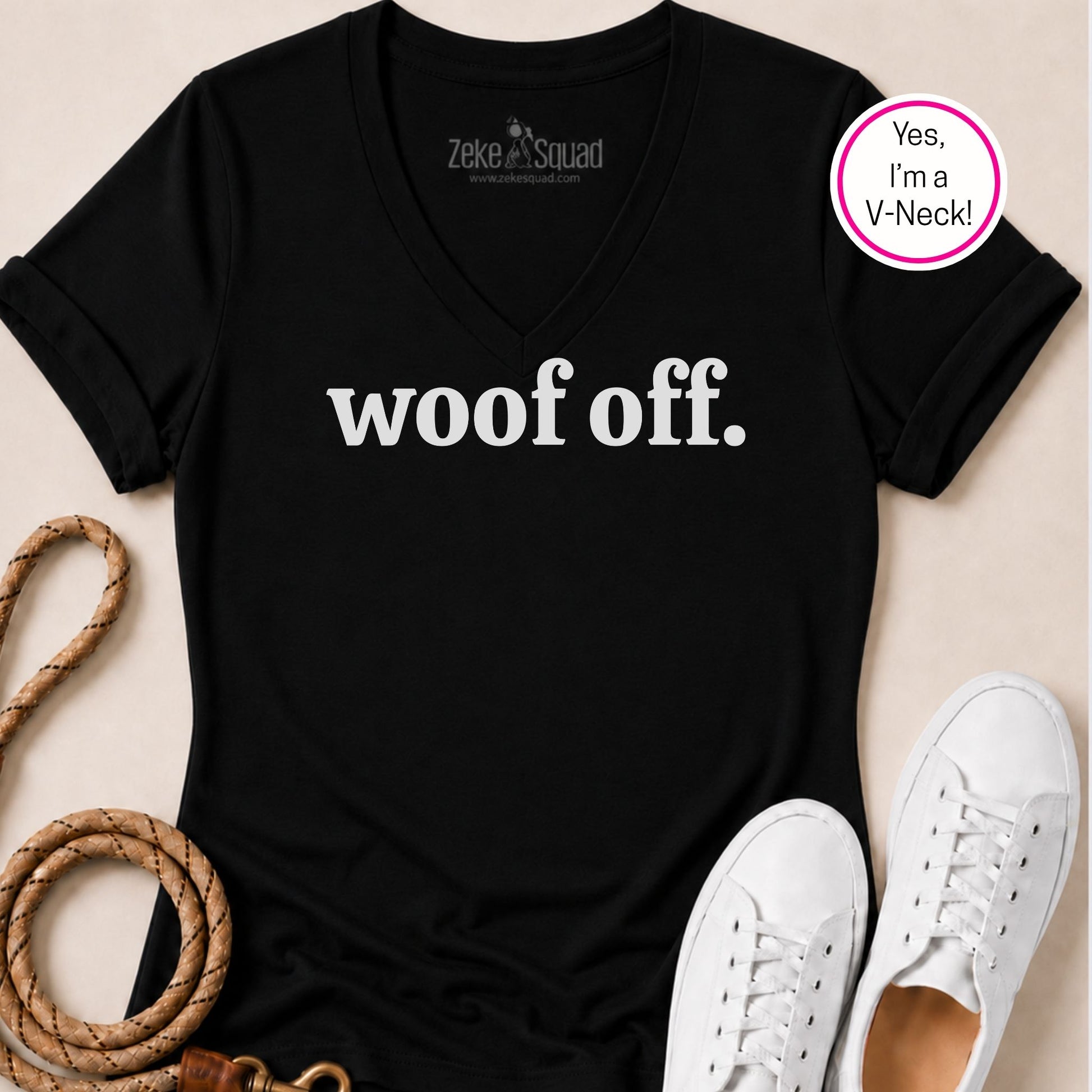 Woof Off Women's V-neck - Zeke Squad