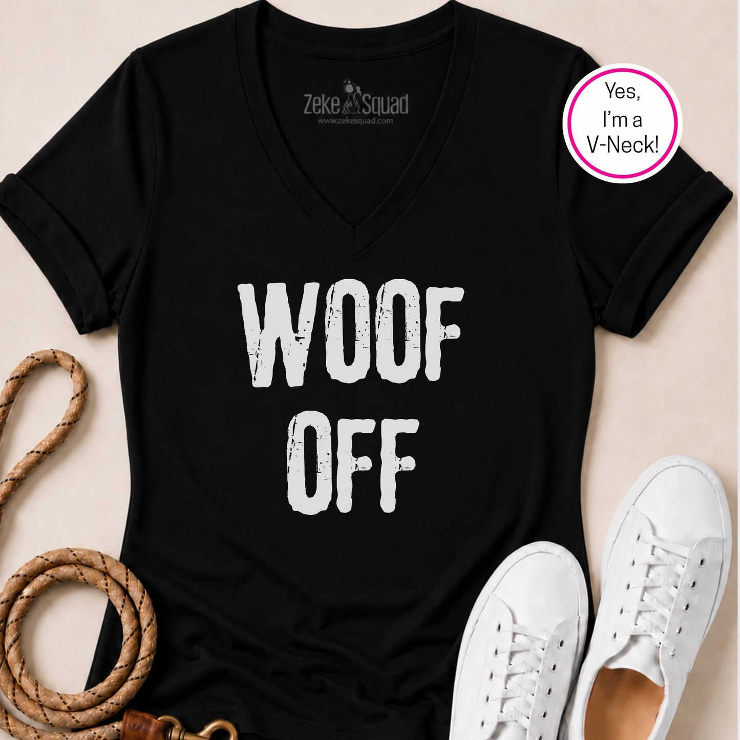 Woof Off Grunge Women's V-neck