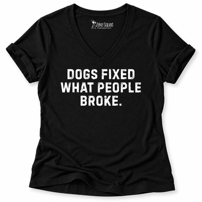 Dogs Fixed Women's V-neck - Zeke Squad