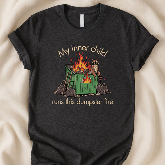 Raccoon Dumpster Fire T-Shirt | Funny Gen X Chaos & Inner Child Humor Tee - Zeke Squad