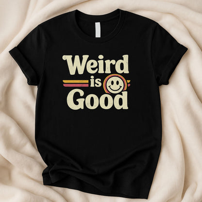 Weird Is Good Retro Distressed Smiley T-Shirt - Zeke Squad
