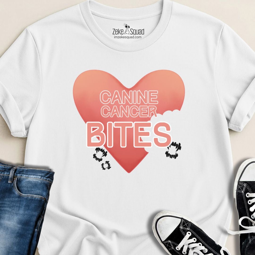 Canine Cancer Bites T-shirt - Zeke Squad