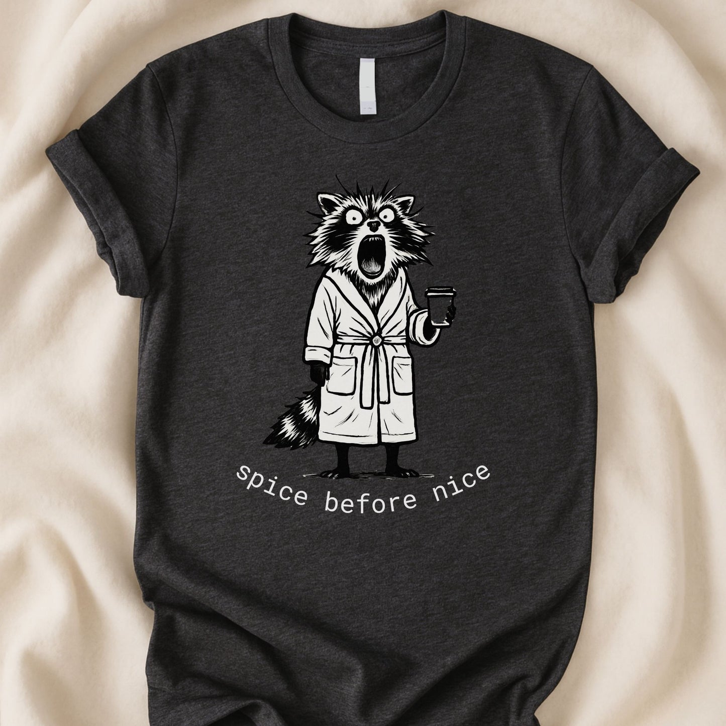 Grumpy Raccoon Coffee T-Shirt | Funny Morning Chaos Tee – Zeke Squad - Zeke Squad