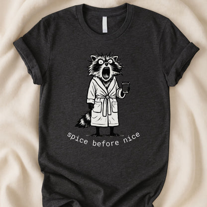 Grumpy Raccoon Coffee T-Shirt | Funny Morning Chaos Tee – Zeke Squad - Zeke Squad